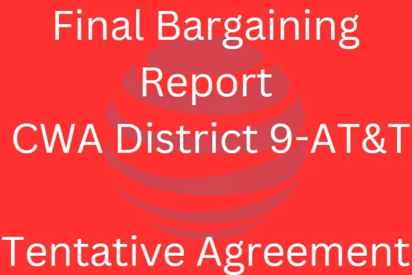 at&t logo with final bargaining report printed over it